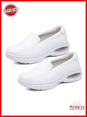 Nurse Shoes Comfortable Anti Slip Leather Breathable Work Loafers